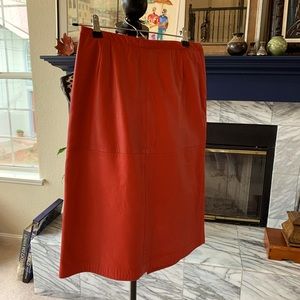 Red leather skirt, fully lined, great condition.